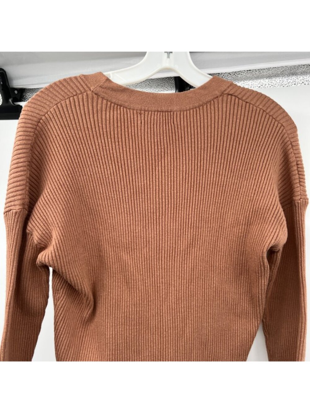 Rachel Zoe Womens Cropped Cardigan V-Neck Button Up Light Brown Size Small - Picture 6 of 9